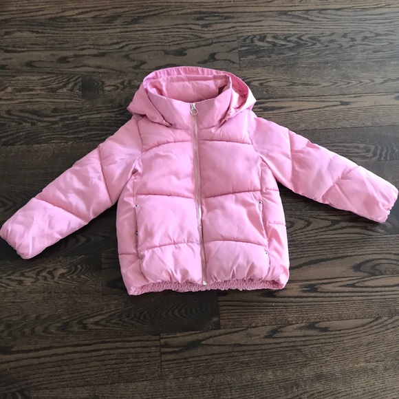 pink short puffer jacket